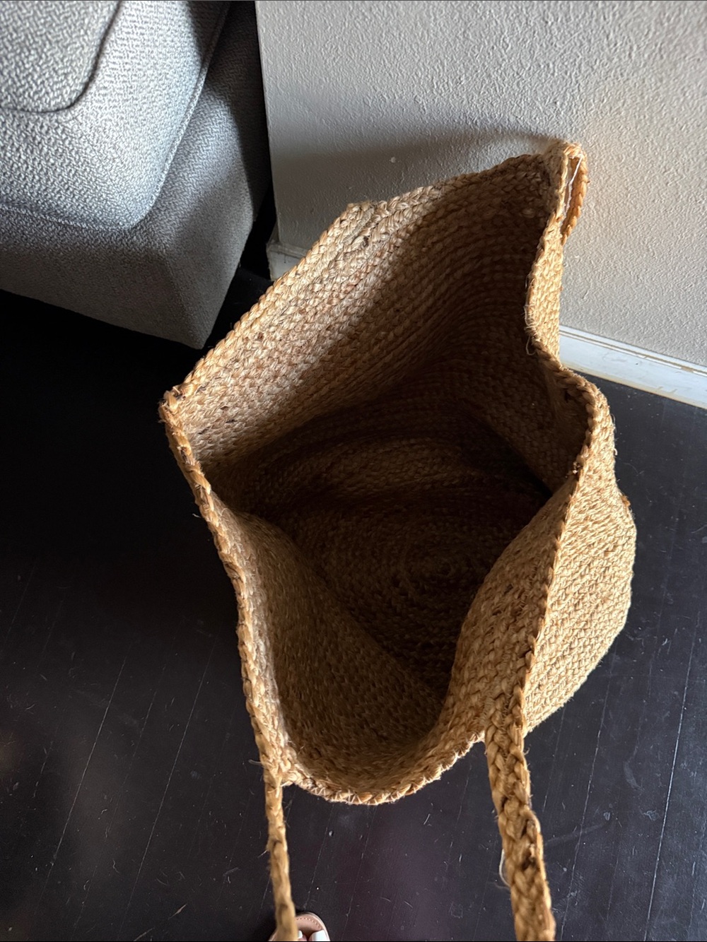 Natural Woven Straw Tote Bag - Neutral Large - Picture 8 of 8